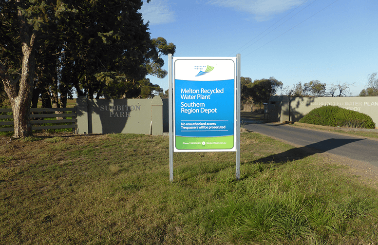 sign at the entrance to the water treatment facility